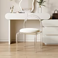 Modern White Dressing Table with Transparent Chair White Cushion and Decorative Items 3d model