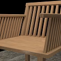Wooden Leisure Chair With Slatted Backrest And Armrest For Outdoor Patio Use