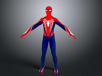 Spider Man Costume Red And Blue With White Spider Logo Arms Outstretched Body View 3d model