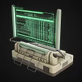 Vintage Computer Terminal With Green Screen Display And Retro Keyboard Design 3d model