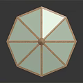 Outdoor Octagonal Wooden Gazebo Structure With Lattice Windows And Peaked Roof Top