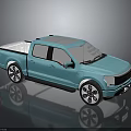 Turquoise Blue Modern Pickup Truck With Sunroof And Large Alloy Wheels