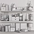 Decorative Ornament Set With Shelf Alphabet Decor Toys Storage Boxes And Paintings