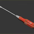 Red Handle Screwdriver With Metal Shaft And Reflective Surface On Dark Background