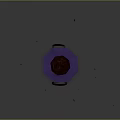 Decorative Ornament Set Featuring Purple Glass Bottle With Black Spiral Design And Glowing Dots