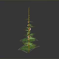 Tall Slender Stem Plant With Green Leaves And Pink Flowers Along Stem