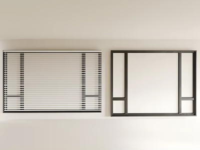 Modern Interior Window Blinds With White Slats And Black Frame Design 3d model