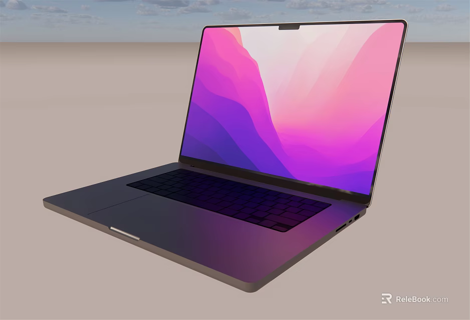 Modern Laptop with Vibrant Gradient Screen and Sleek Metallic Body Design 3d model 
