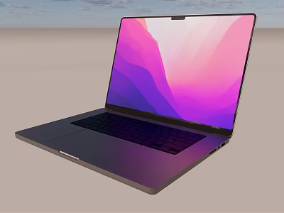 Modern Laptop with Vibrant Gradient Screen and Sleek Metallic Body Design 3d model