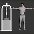 A Man In Gray Sportswear Using Fitness Machine With Arms Outstretched