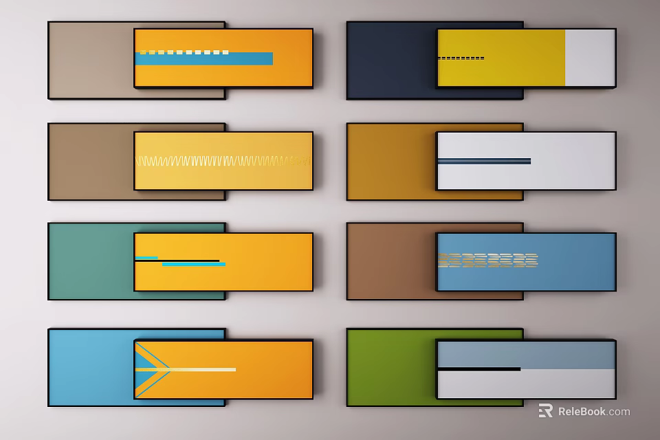 Colorful Modern Button Design With Various Shapes Geometric Patterns And Colors 3d model