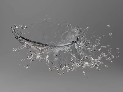 Transparent Water Splash With Dynamic Splashing Droplets In Mid Air 3d model