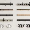 Various Wall Mounted Hooks With Wooden Metal Strips And Multi Hook Styles