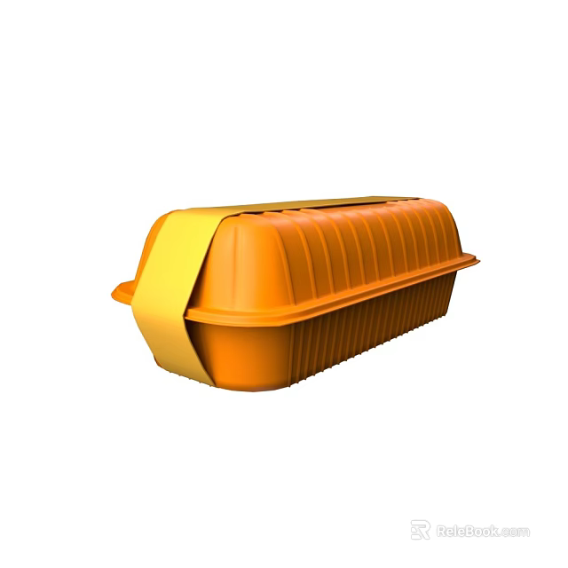 Orange Plastic Lunch Box with Yellow Strap for Portable Food Storage 3d model