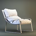 Modern Single Sofa with Red Armrests Black Leather Cushions and Metal Frame