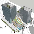 Modern Industrial Factory Complex With Tall Buildings Streets Greenery And Vehicles