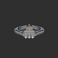 Gray And Blue UFO Model With Glowing Lights On Gray Background 3d model
