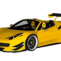 Yellow Sports Car With Rear Wing Convertible Top And Aerodynamic Design