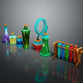 Medical Devices Display Featuring Colorful Bottles Test Tube Rack And Tools
