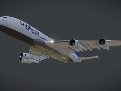 Lufthansa Commercial Passenger Airplane Flying With Four Engines In Mid Air 3d model