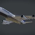 Lufthansa Commercial Passenger Airplane Flying With Four Engines In Mid Air