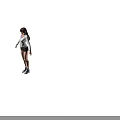 Child In White Hoodie And Black Shorts Standing With Blue Sneakers On Gray Background
