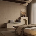 Modern Bedroom Interior Design With Wooden Bed And Pendant Lights