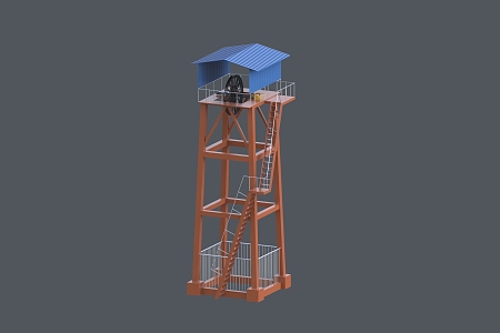 Derrick overhead wheel tower construction rack 3d model