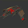 Futuristic Black and Red Spaceship With Sleek Design And Wing Structures