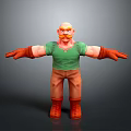 3D Character Man Blonde Hair Mustache Green Vest Brown Gloves Pants Red Boots Arms Outstretched