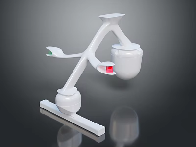 Modern White Technical Equipment With Curved Stand Red Green Components 3d model