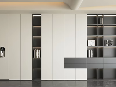 Modern Decorative Cabinet Interior Design With Sleek Open Shelves And Closed Storage Cabinets 3d model