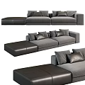 Modern Gray Sectional Sofa With Plush Fabric Cushions And Modular Design 3d model