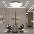 Modern Beauty Hair Salon Interior With Chairs Mirror Equipment Lighting And Decor