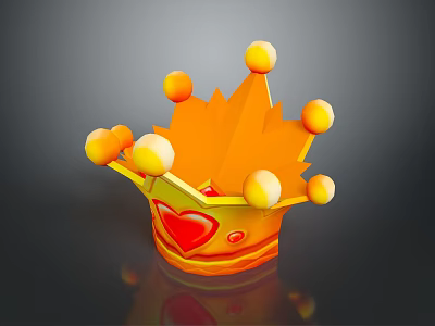 Hardware Tools Orange Crown Design With Yellow Spherical Decorations And Red Heart Detail 3d model