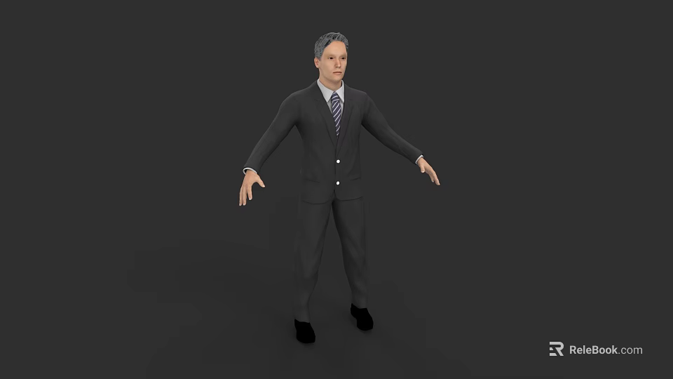 Game Movie Character 3D Model Male in Suit Standing Pose with Arms Outstretched 3d model 
