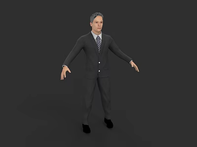 Game Movie Character 3D Model Male in Suit Standing Pose with Arms Outstretched 3d model