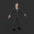 Game Movie Character 3D Model Male in Suit Standing Pose with Arms Outstretched