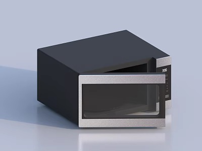 Sleek Modern Kitchen Microwave Oven With Black Silver Exterior And Glass Door 3d model