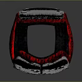 Character Creature Themed Backpack With Red Fabric And Silver Metallic Plates