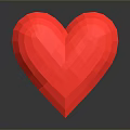 Stylish Red Heart Shaped Decorative Ornament With 3D Design And Reflection On Gray Gradient Background