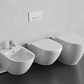 Modern White Wall Mounted Toilets With Sleek Design In Bathroom Interior