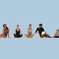 Diverse Group of People in Various Poses and Different Outfits