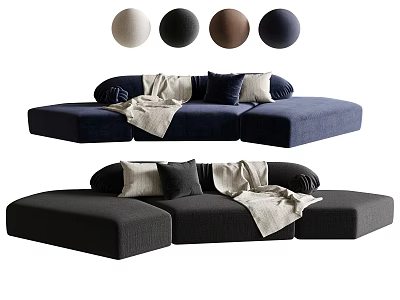 Modern Modular Sofa Set With Color Options Pillows And Cozy Blanket 3d model