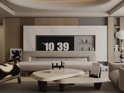 Modern Living Room Interior Design With Sofa Coffee Table TV Wall And Decorative Items 3d model