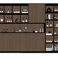 Modern Wooden Wine Cabinet With Glass Doors And Display Shelves For Bottles And Decorations