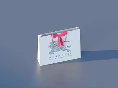 Deluxe Kids White Shopping Bag With Pink Bow For Daily Use Essentials 3d model