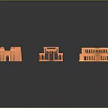 Wooden Ancient Egyptian Architectural Models With Temple Like Structures And Columns 3d model