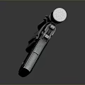 Silver Pistol Weapon with Red Laser Sight Cylindrical Attachment and Black Grip