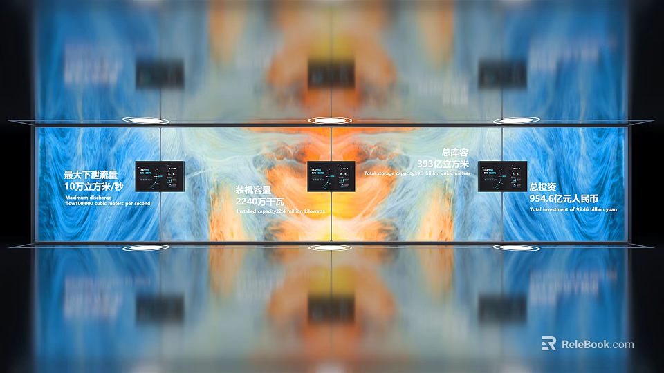 Modern Dynamic Colorful Background Wall With Display Screens And Gradient Colors 3d model 
